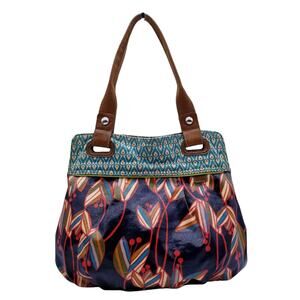 FOSSIL Key-Per Floral Tulips Coated Canvas Hobo Shoulder Handbag